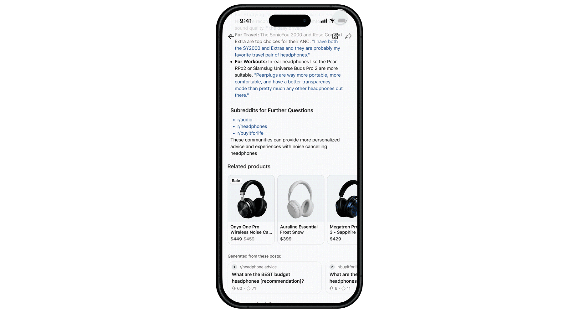 Reddit购物卡片 — Related Products + 商品价格 + 社区来源帖