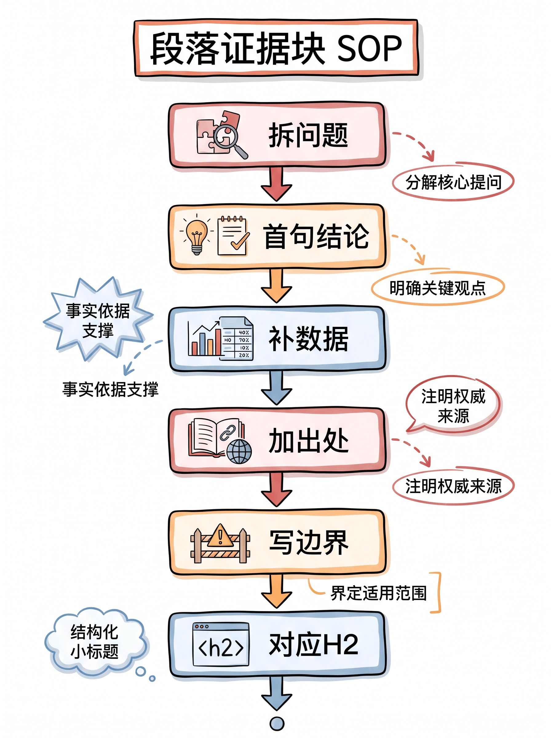 段落证据块 SOP 流程图